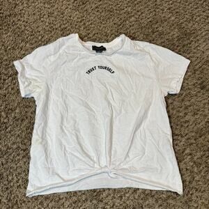 Primark Trust Yourself Tshirt White Black Women Size Small